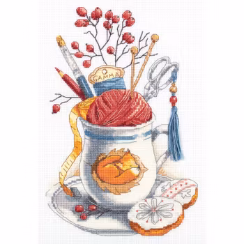 Broderikit Tavla En kopp i handarbetsrum