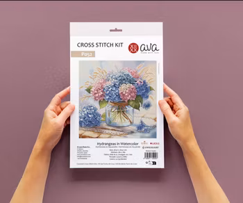 Broderikit Tavla Hydrangeas in Watercolor - Hortensior i akvarell