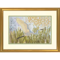 Broderikit Tavla Egret in Flight - Häger i flykt