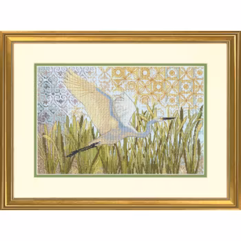 Broderikit Tavla Egret in Flight - Häger i flykt