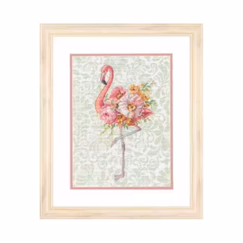 Broderikit Tavla Floral Flamingo - Blommig flamingo