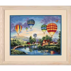 Broderikit Tavla Balloon Glow - Ballong över floden