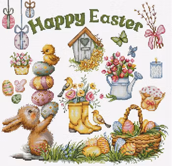 Broderikit Tavla Sampler Happy Easter - Glad påsk