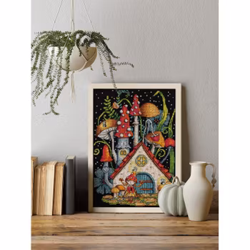 Broderikit Tavla Mushroom house - Svamphus