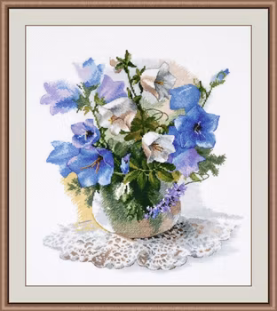 Broderikit Tavla Sky-Blue Bellflower Ringing - Blåklockor