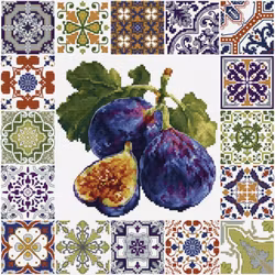 Broderikit Tavla Mediterranean fig Mosaic - Fikon Mosaik från Medelhavet