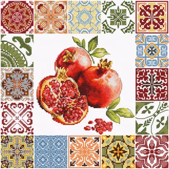 Broderikit Tavla Mosaic heart of the pomegranate - Mosaik hjärta av granatäpple