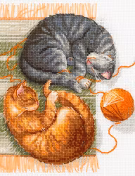 Broderikit Tavla - Aine collection "Cats and Treads" - Katter och Garn