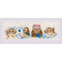 Broderikit Tavla The Owl Family - Ugglor och garn