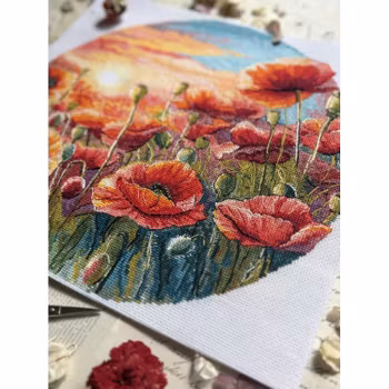 Broderikit Tavla Sun in poppies - Vallmo