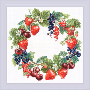 Broderikit Tavla Wreath with berries - Krans med bär