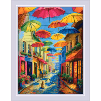 Broderikit Tavla Colorful Umbrellas - Färgglada paraplyer