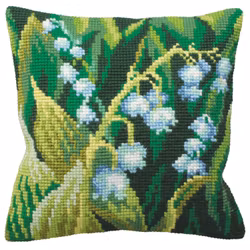 Broderikit Kudde Lily of the Valley - Liljekonvaljer