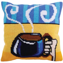 Broderikit Kudde Cup of coffe - En kopp kaffe