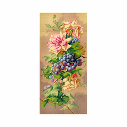 Stramalj efter målning av Catherine Klein - Still life of roses with grapes