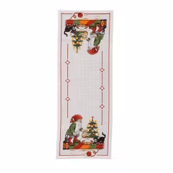 Broderikit Tomten och en busig katt  - löpare