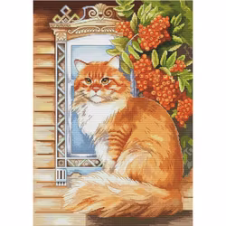 Broderikit Tavla The rufous master - Katt och ränn