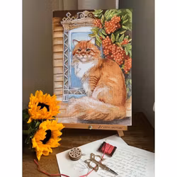 Broderikit Tavla The rufous master - Katt och ränn