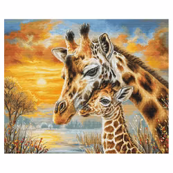 Broderikit Tavla Giraffe Cuddle - Giraffer