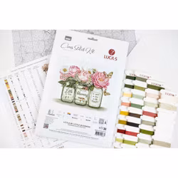 Broderikit Tavla Little by Little Blooming - Blommor i glasburkar