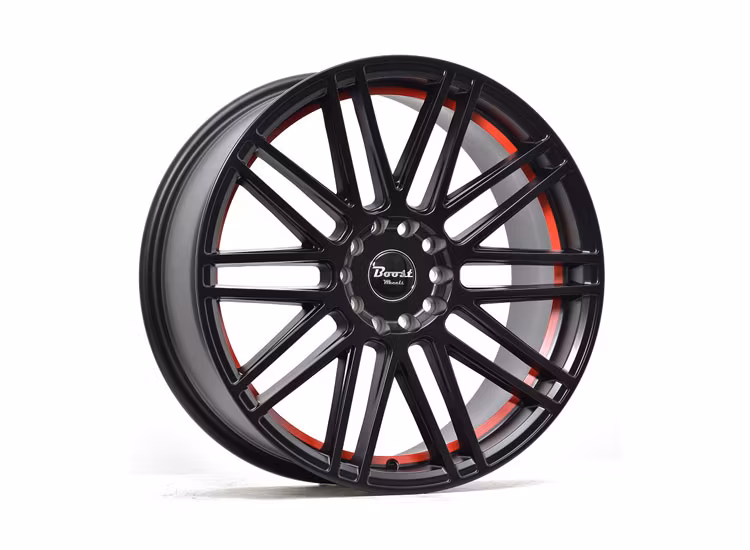 B362 Glossblack Red Stripe 8×18 5/112 ET38