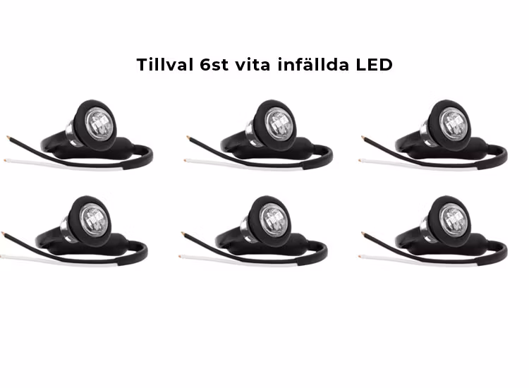 Tillvalspaket 6st färdigmonterade infällda vita LED-dioder