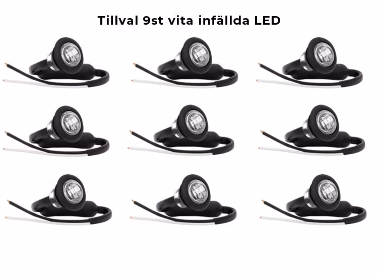 Tillvalspaket 9st färdigmonterade infällda vita LED-dioder