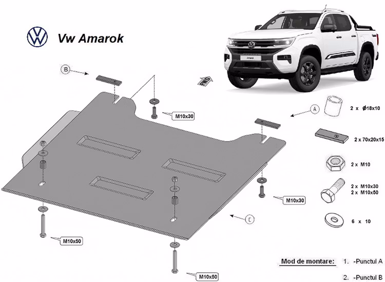 Underkörningsskydd fördelningslåda Ford Ranger 2023+