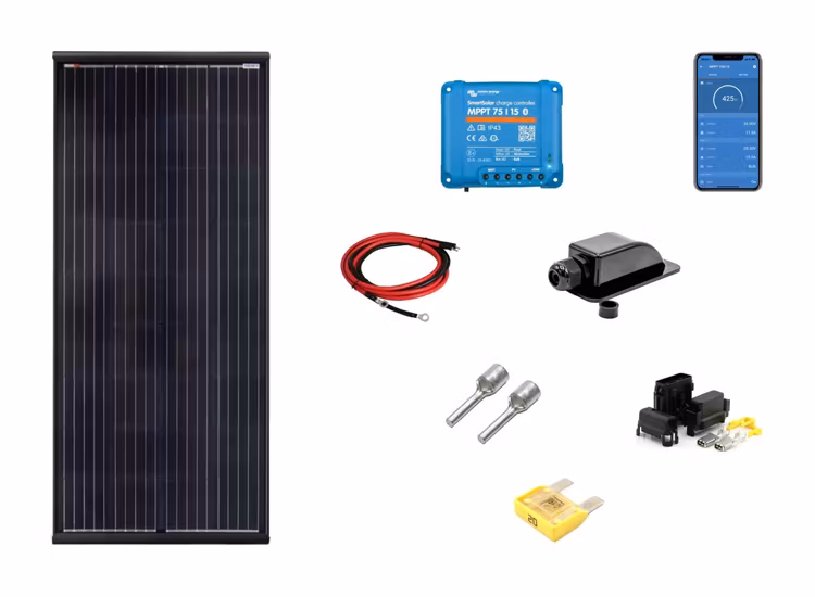Off-Grid paket Husbild/Camper 150W solpanelskit + inverter + batteri