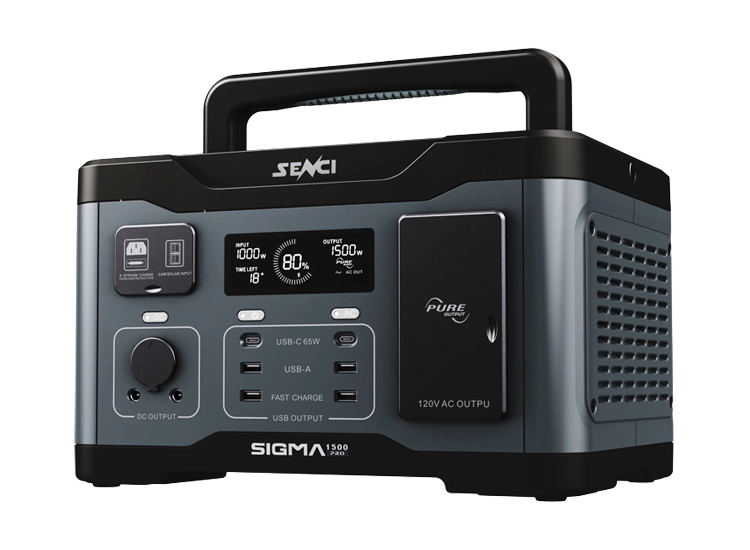 SENCI Litium LPS 512Wh Power Station med 600W (1200W) sinus inverter