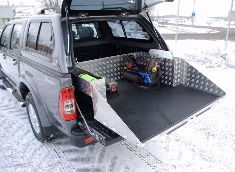 Almeco lastsläde med inbyggda sidofack