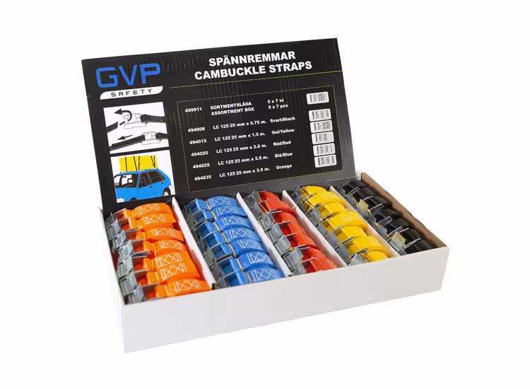 Sortimentlåda 35st spännremmar