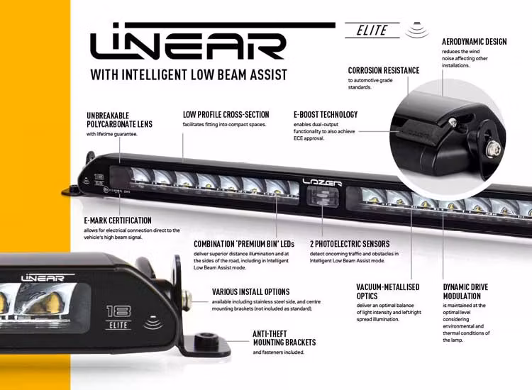 Lazer Linear-18 Elite med Low Beam Assist