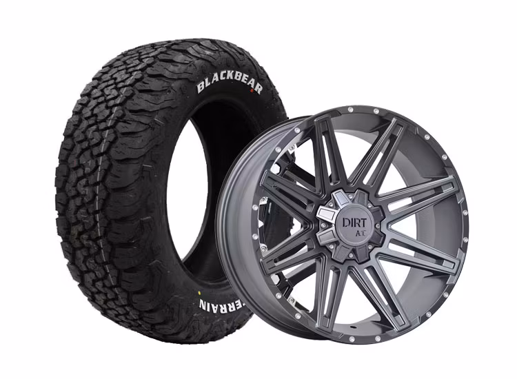 Komplett fälgpaket D88 Flatgrey Milled Rivets 9x18 6/114,3 ET25 265/60R18