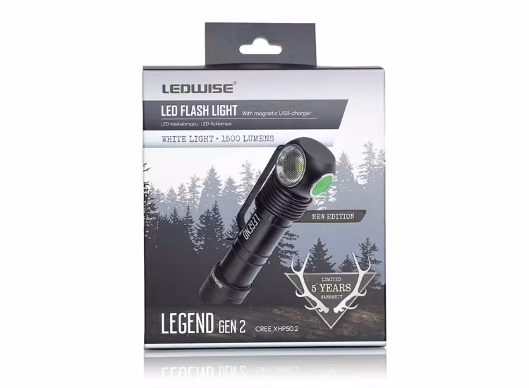 4x Pannlampa Ledwise Legend 2 6000K 1500lm inkl. laddstation