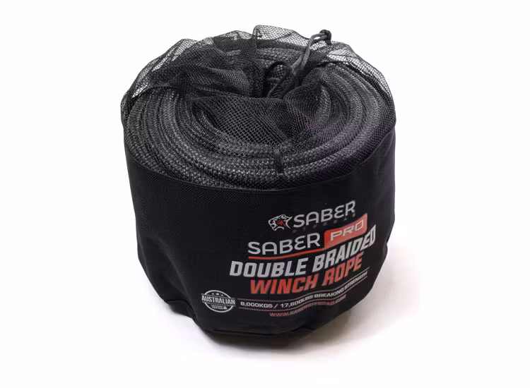 SABER Dubbelflätat vinschrep 30m svart