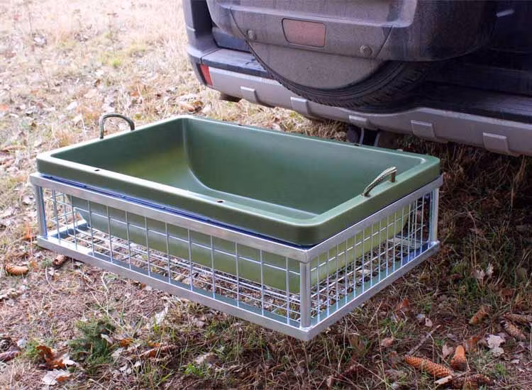 Lastkorgspaket 890x585x200 förzinkad med snabbfäste och pulka