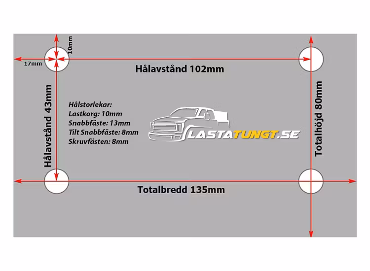 Skruvfäste med tilt för 50mm dragkrokar