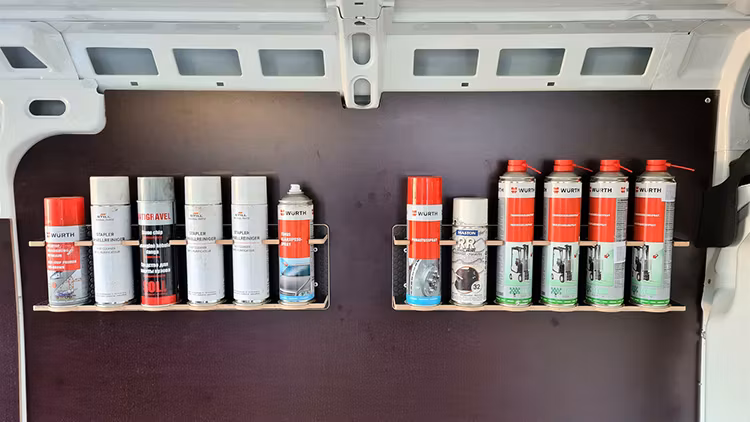 Hylla för 4st Sprayburkar Vanerex