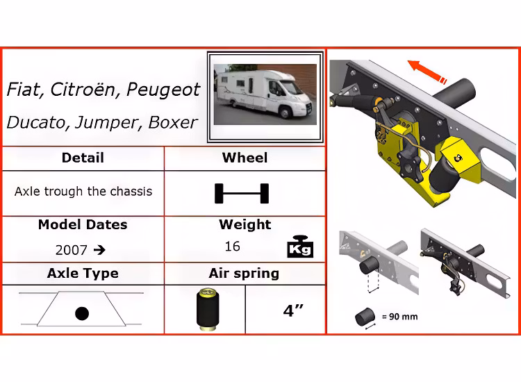 Luftfjädring inkl. kompressor AL-KO chassi 140mm G-Axel 2007+