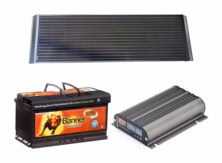 Off-Grid paket basic 92Ah AGM / 140W solpanel / 25A DC-DC 12V