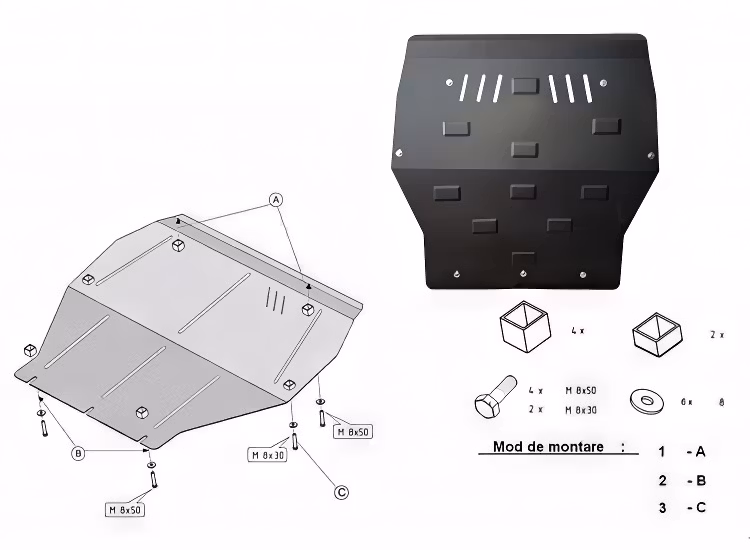Underkörningsskydd Motor/Växellåda/Kylare VW T5/T6/T6.1 2004-2023