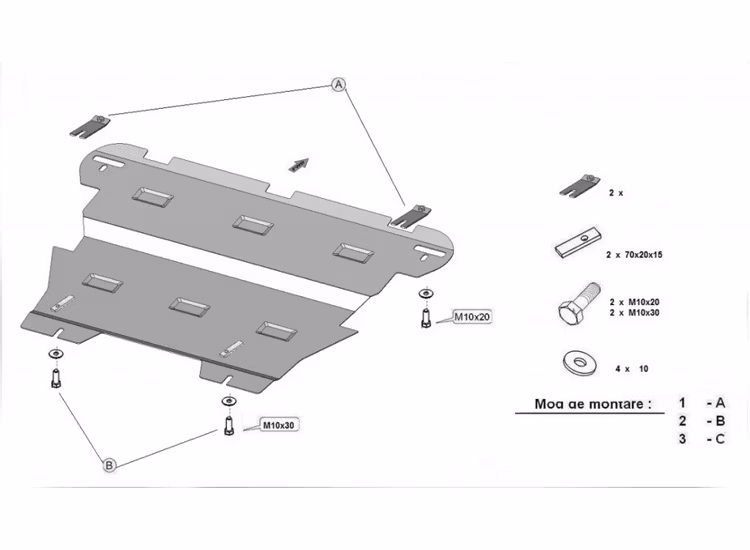 Underkörningsskydd / Hasplåt motor VW Crafter / MAN TGE 17+
