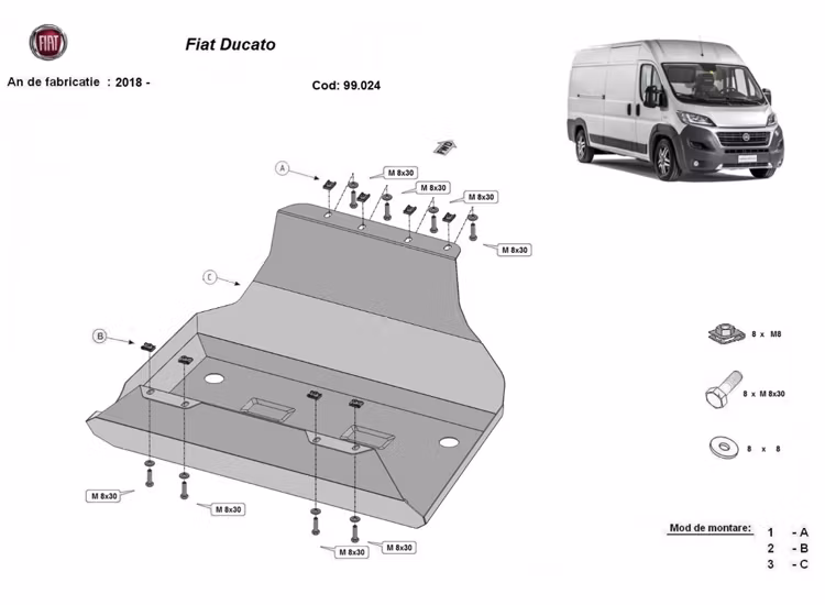 Underkörningsskydd bränsletank Fiat Ducato 2018-2023