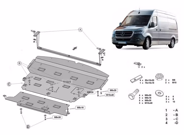 Underkörningsskydd / Hasplåt Mercedes Sprinter 2018+