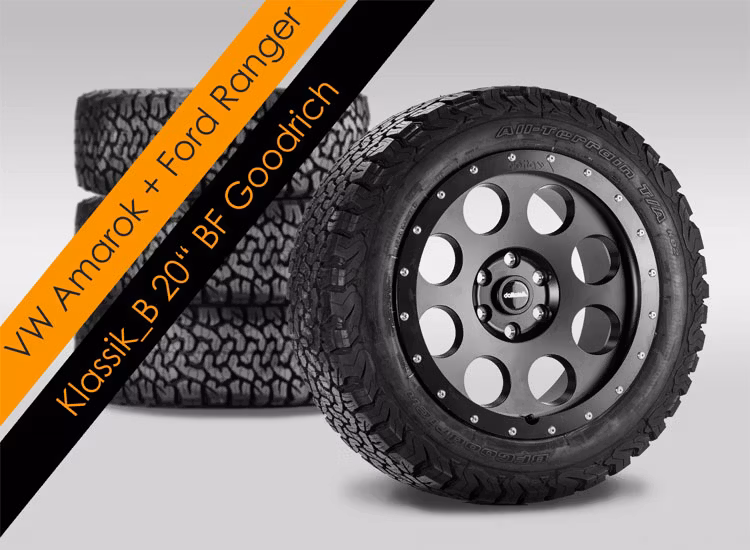 Fälgpaket Delta 4X4 Klassik B 9,5x20" 6/139,7 ET25 275/55R20 Amarok / Ranger 2023+