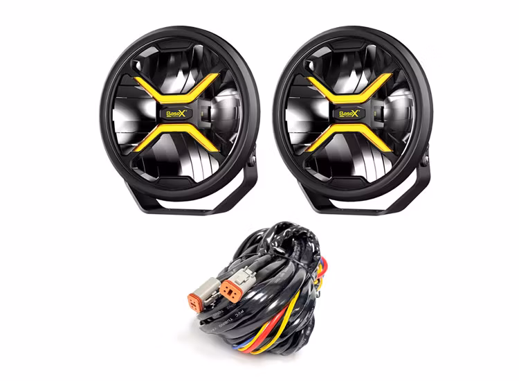 2-Pack BaseX Lights 9″ LED-extraljus med kabelsats