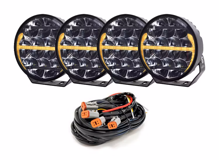 4-pack Predator 9 tums LED extraljus med kabelsats