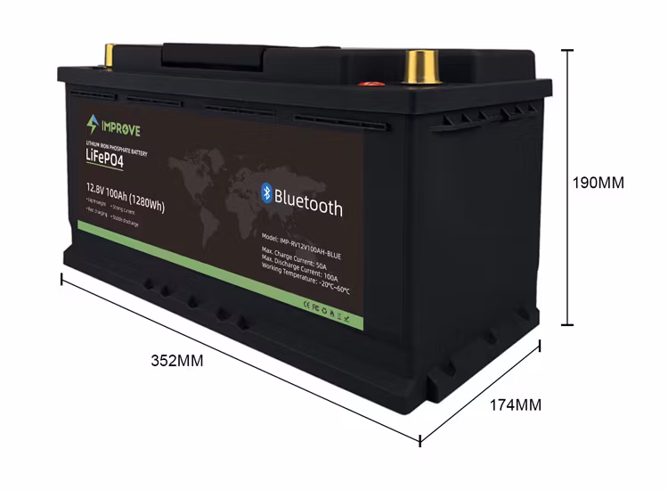 Litiumbatteri Improve 100Ah med inbyggd blåtand