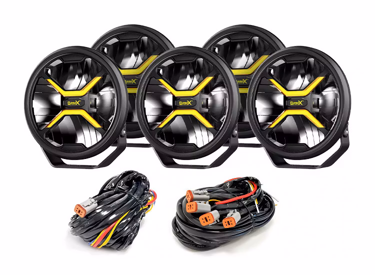 5-Pack BaseX Lights 9tum LED-extraljus med kabelsats